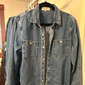 Denim Shirt Shacket with Pockets